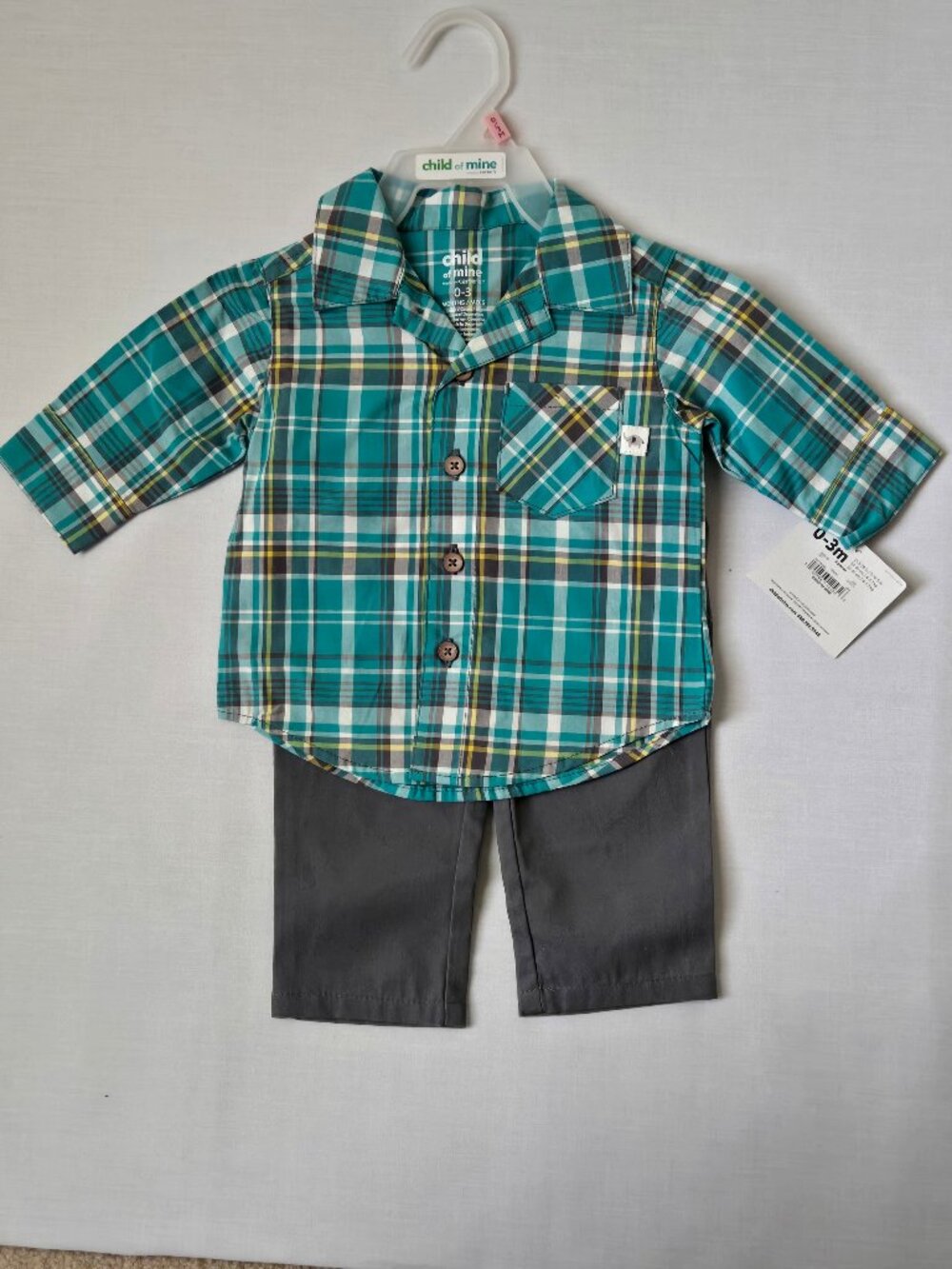 Child of Mine Carter’s Baby Boy Plaid Shirt Pants Set 0-3M NWT